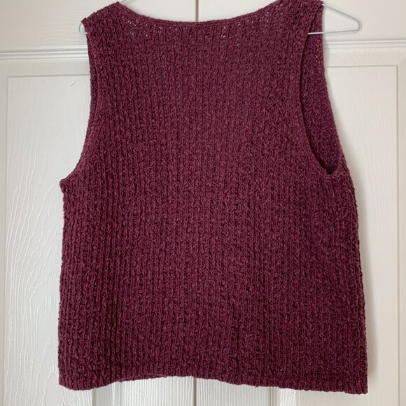 J. Jill Substantial Knit Cardigan Vest  Plum Mother of Pearl Buttons Sz L - Picture 8 of 8